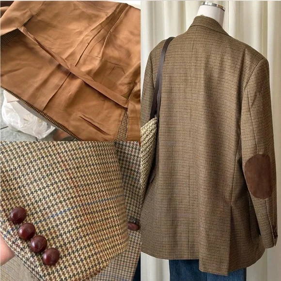 Vintage Brooks Brothers 100% Wool Houndstooth Sport Coat Dark Academia - Picture 6 of 13